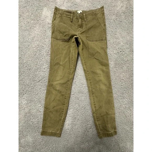 J. Crew Chino Pants Women's Size 26 Green Flex Straight Khaki - Picture 2 of 8